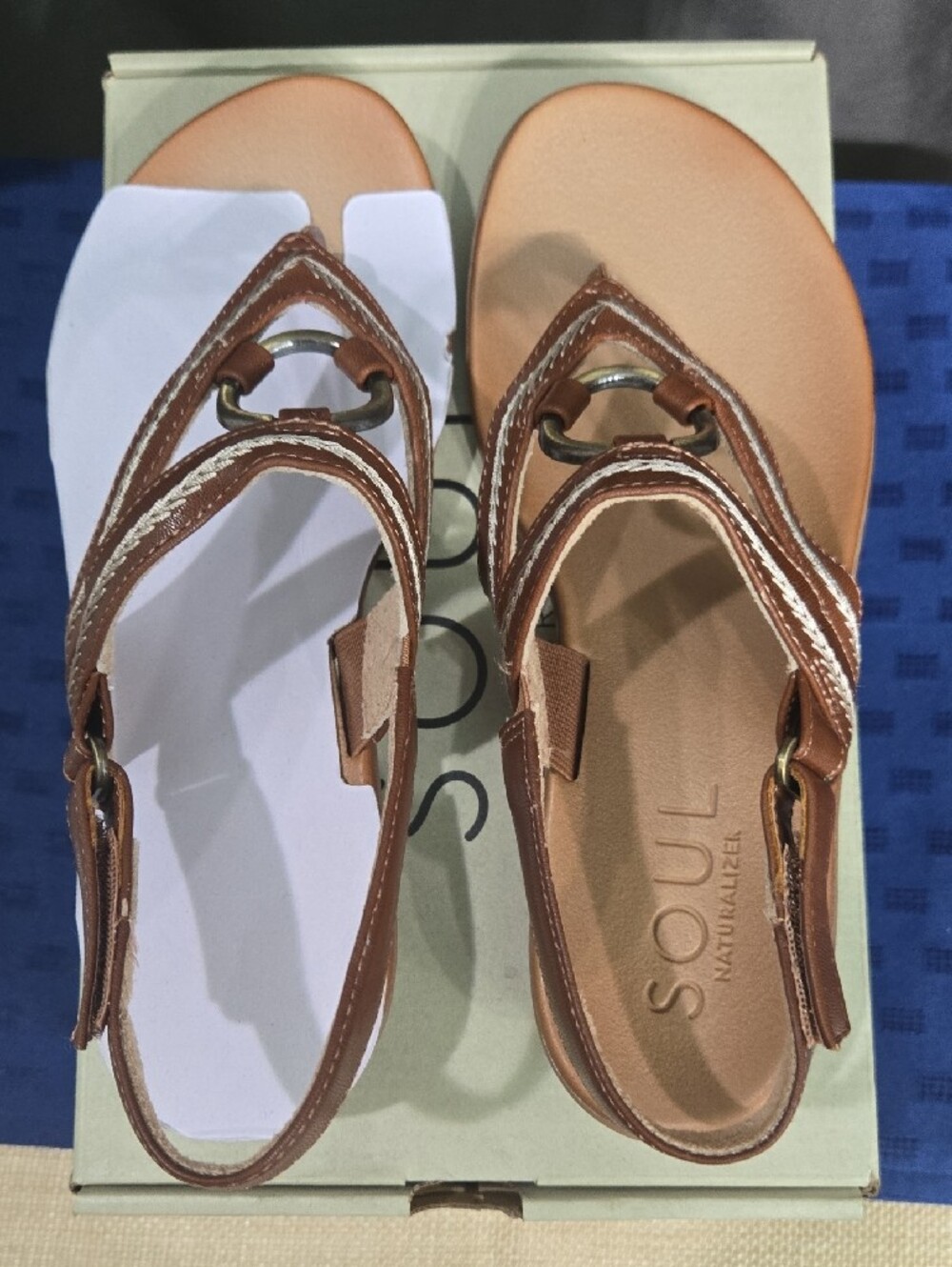 SOUL Naturalizer Women's Brown Tan Braided T-Strap Slingback Sandals - Picture 3 of 14